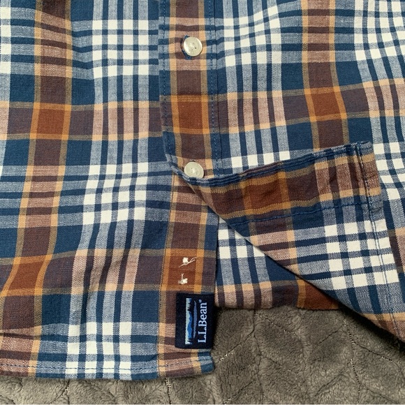 LL Bean Shirt Mens Large Brown Long Sleeve Button Down Traditional Fit Plaid - Picture 5 of 11